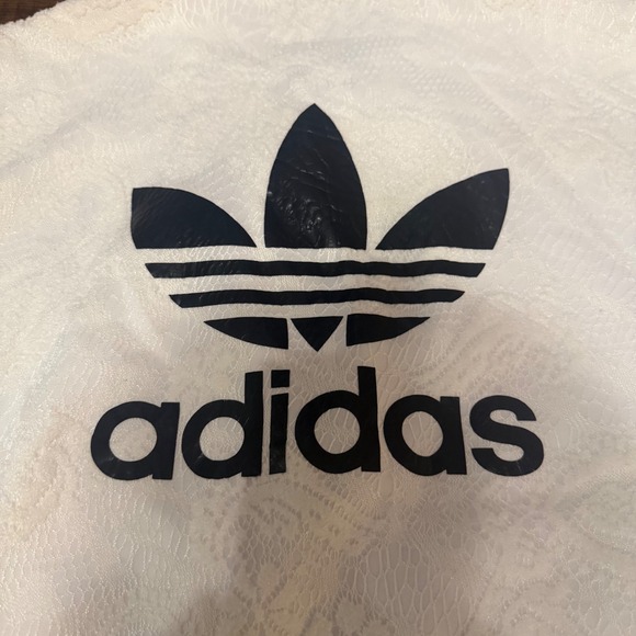 Adidas Originals Adicolor White Floral Lace Track Jacket Trefoil Bomber Womens M - Picture 6 of 10